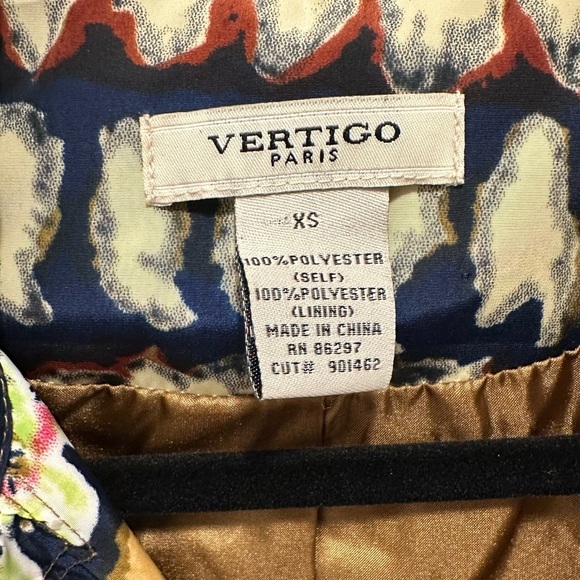 Vertigo Paris Trench Pea Coat Belted Lined Jacket Colorful Artsy Unique Women XS - Picture 11 of 11